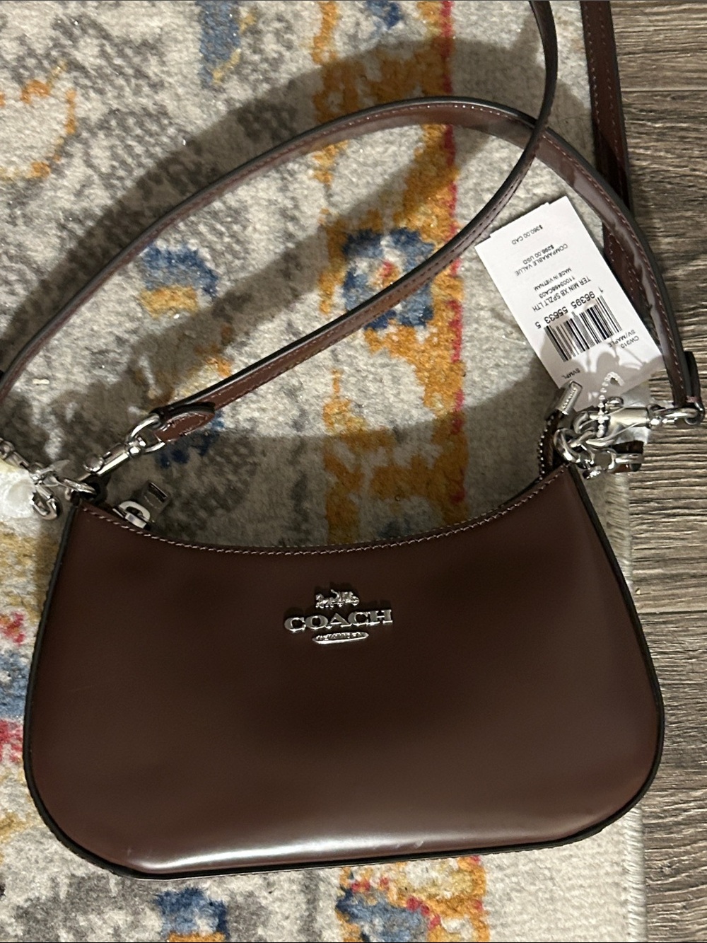 NWT Coach Brown Patent Leather Shoulder Bag with Silver Hardware - Picture 9 of 16